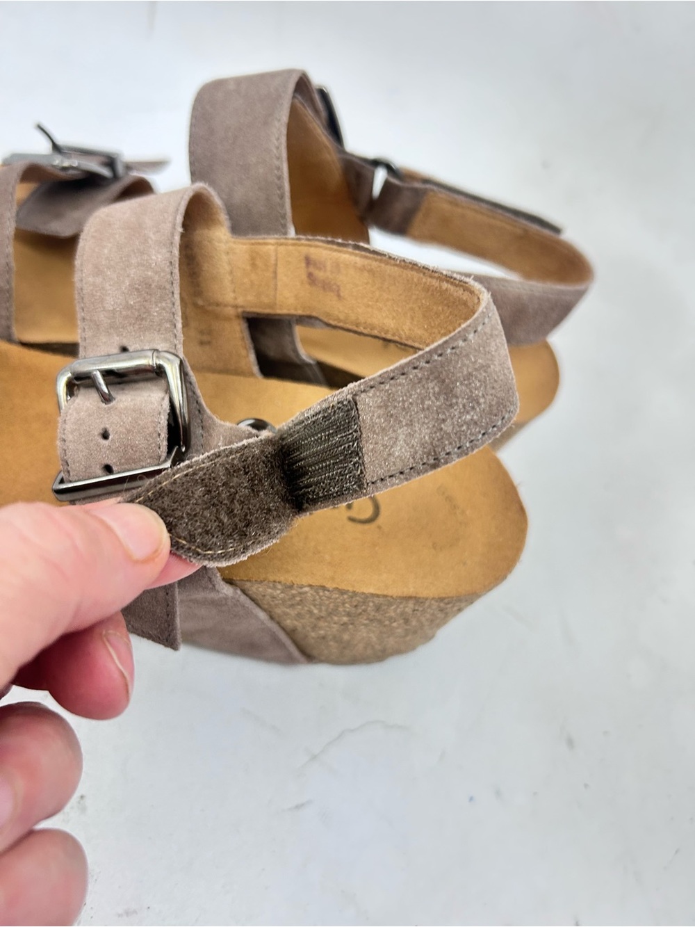 Gabor Torba Comfort Cork Wedge Sandal Buckle Straps Size UK 5.5 US 8 Taupe - Picture 6 of 12